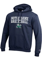 Champion Notre Dame Fighting Irish Mens Navy Blue Stacked Basketball Long Sleeve Hoodie