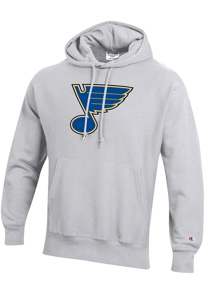 Champion St Louis Blues Mens Grey LOGO Long Sleeve Hoodie