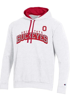 Champion Ohio State Buckeyes Mens White Stadium Flat Name Long Sleeve Hoodie