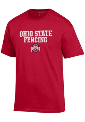 Champion Ohio State Buckeyes Red Stacked Fencing Short Sleeve T Shirt