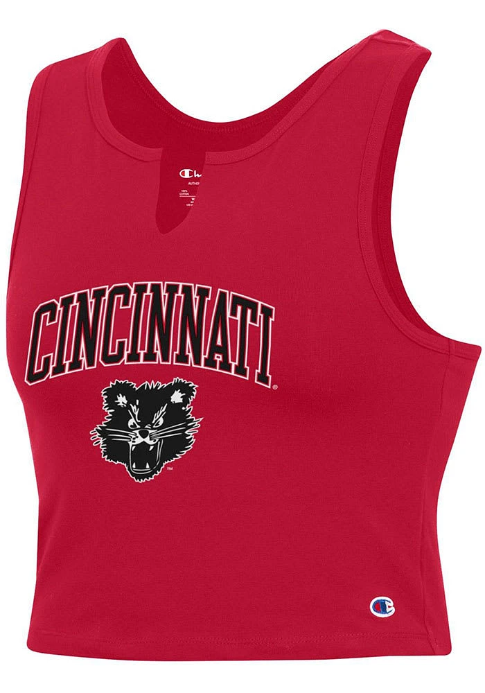 Champion Cincinnati Bearcats Womens Red V Notch Cropped Tank Top