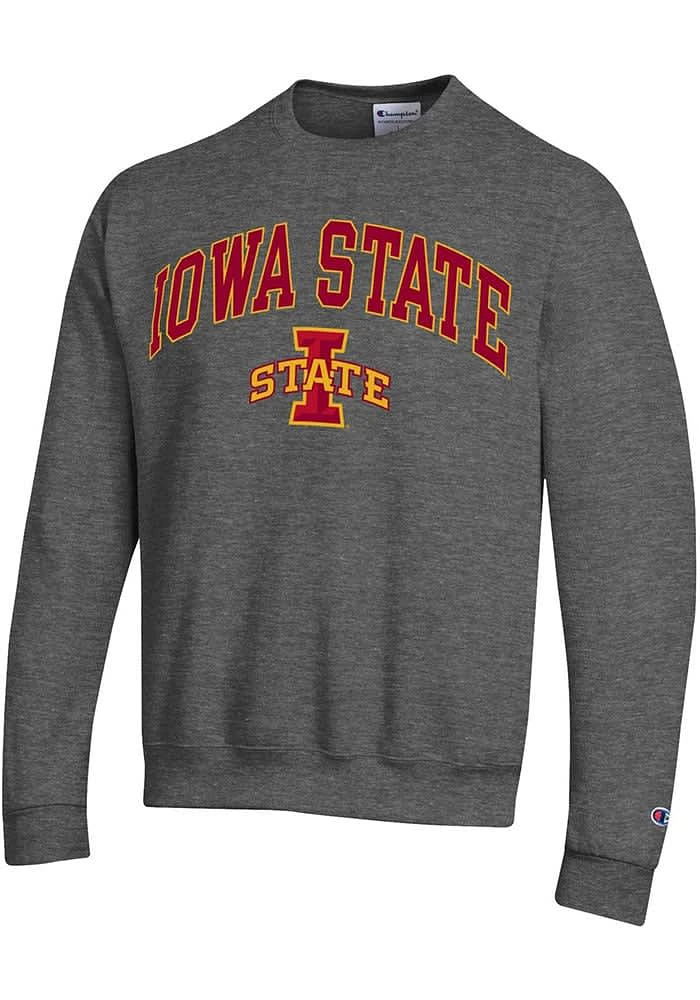 Champion Iowa State Cyclones Mens Charcoal Arch Mascot Long Sleeve Crew Sweatshirt