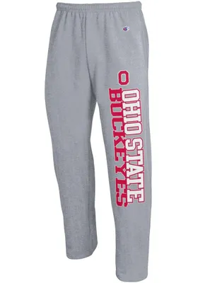 Champion Ohio State Buckeyes Mens Charcoal Powerblend Closed Bottom Sweatpants