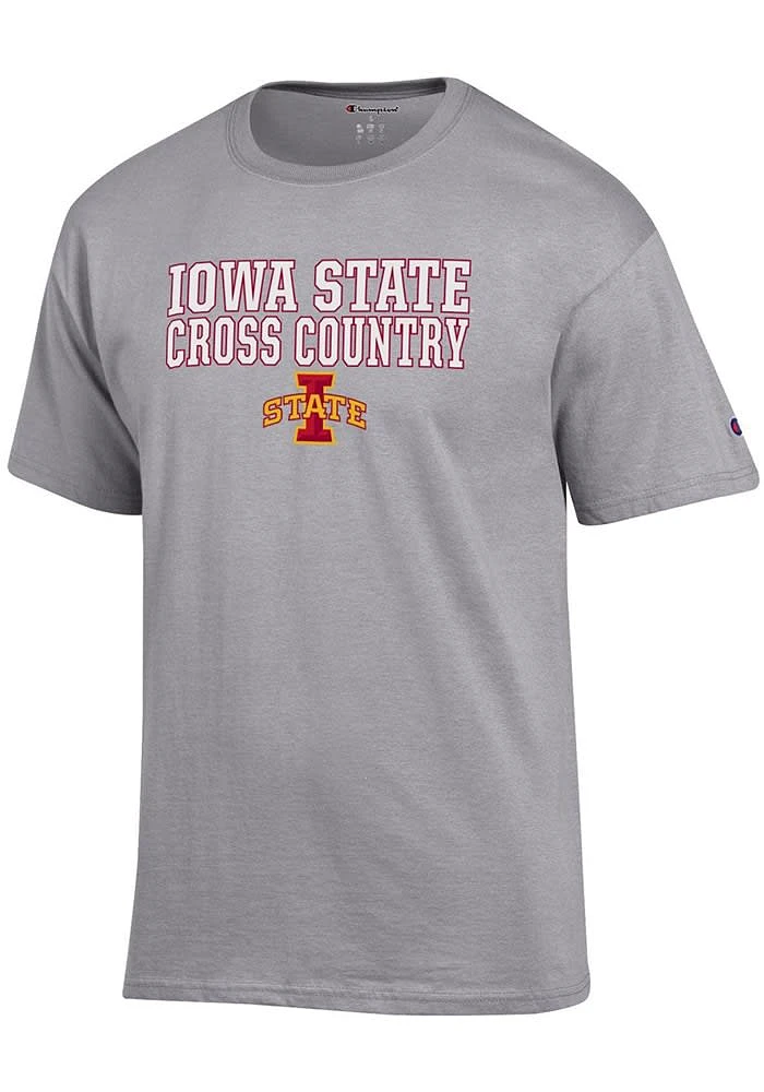 Champion Iowa State Cyclones Grey Stacked Cross Country Short Sleeve T Shirt