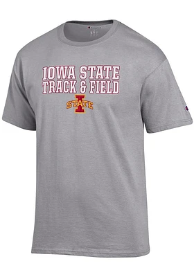 Champion Iowa State Cyclones Grey Stacked Track and Field Short Sleeve T Shirt