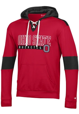 Champion Ohio State Buckeyes Mens Red Stadium Lace Up Hockey Hood