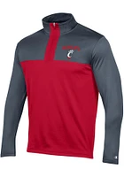 Champion Cincinnati Bearcats Mens Red Stadium Fleece Long Sleeve Qtr Zip Pullover