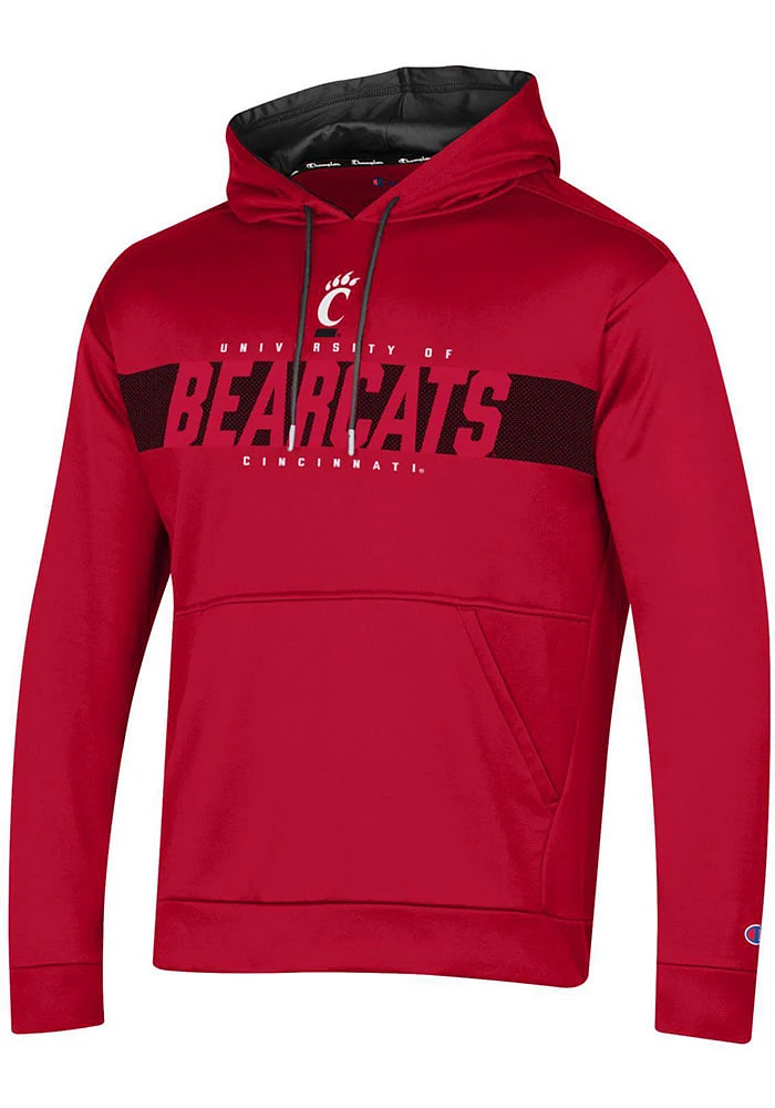 Champion Cincinnati Bearcats Mens Red Stadium Fleece Design Hood