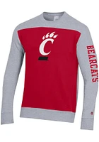 Champion Cincinnati Bearcats Mens Red Yoke Colorblocked Long Sleeve Crew Sweatshirt