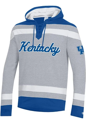 Champion Kentucky Wildcats Mens Grey Big Stripe Hockey Long Sleeve Hoodie