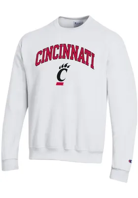 Champion Cincinnati Bearcats Mens White Arch Graphic Long Sleeve Crew Sweatshirt