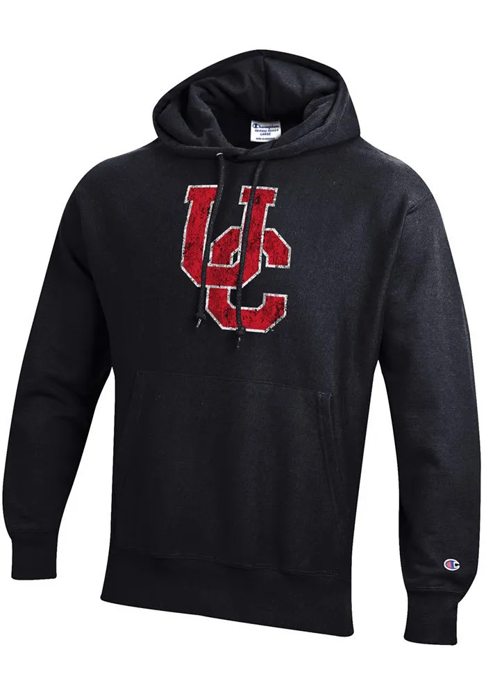 Champion Cincinnati Bearcats Mens Black Distressed Big Logo Long Sleeve Hoodie