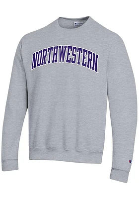 Champion Northwestern Wildcats Mens Grey Versa Twill Long Sleeve Crew Sweatshirt