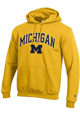 Champion Michigan Wolverines Mens Arch Mascot Long Sleeve Hoodie