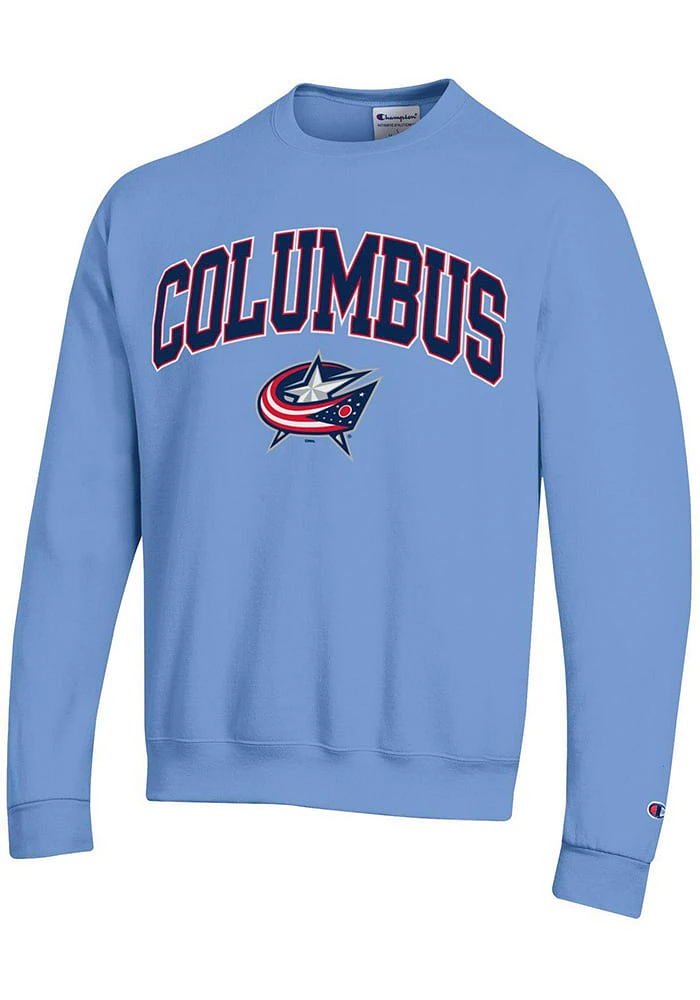 Champion Columbus Blue Jackets Mens Light Arch Name Long Sleeve Crew Sweatshirt