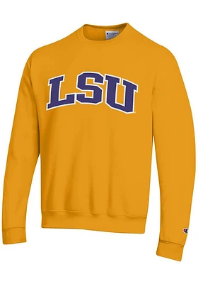 Champion LSU Tigers Mens Gold Arch Name Long Sleeve Crew Sweatshirt