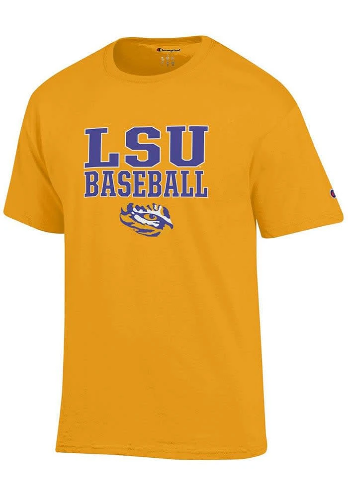 Champion LSU Tigers Gold Stacked Baseball Short Sleeve T Shirt
