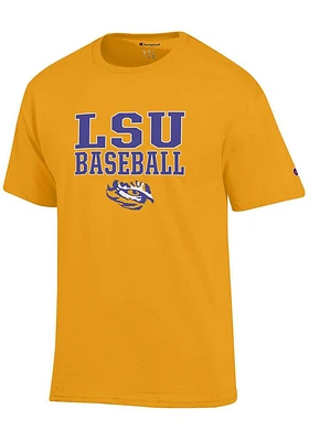 Champion LSU Tigers Gold Stacked Baseball Short Sleeve T Shirt