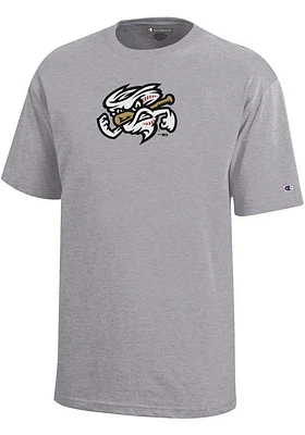 Vortex  Champion Omaha Storm Chasers Youth Grey Primary Logo Short Sleeve T-Shirt