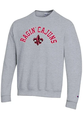 Champion Louisiana Ragin' Cajuns Mens Grey Arch Mascot Long Sleeve Crew Sweatshirt