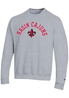 Champion Louisiana Ragin' Cajuns Mens Grey Arch Mascot Long Sleeve Crew Sweatshirt