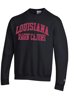 Champion Louisiana Ragin' Cajuns Mens Black Arch Name Long Sleeve Crew Sweatshirt