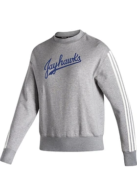 Adidas Kansas Jayhawks Womens Grey Vintage Style Crew Sweatshirt