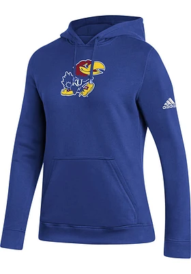 Adidas Kansas Jayhawks Womens Blue Fleece Hooded Sweatshirt