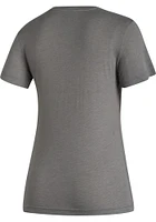 Adidas Kansas Jayhawks Womens Grey Vault Stripe Blend Short Sleeve T-Shirt