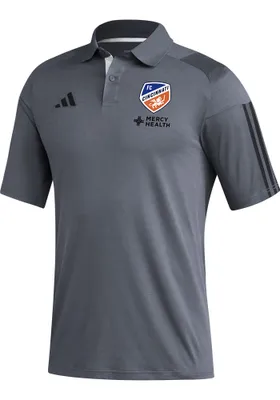 Adidas FC Cincinnati Mens Grey TIRO COTTON Short Sleeve Polo