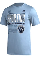 Adidas Sporting Kansas City Light Blue PREGAME CLUB DNA Short Sleeve T Shirt