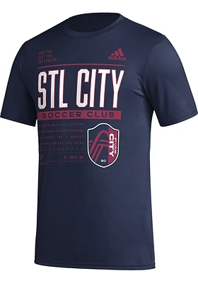 Adidas St Louis City SC Navy Blue PREGAME CLUB DNA Short Sleeve T Shirt