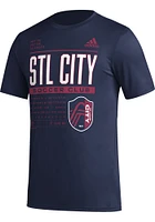 Adidas St Louis City SC Navy Blue PREGAME CLUB DNA Short Sleeve T Shirt