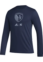 Adidas Sporting Kansas City Navy Blue PREGAME CLUB ICON Long Sleeve T-Shirt