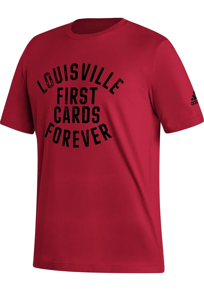 Adidas Louisville Cardinals Red Slogan Short Sleeve T Shirt