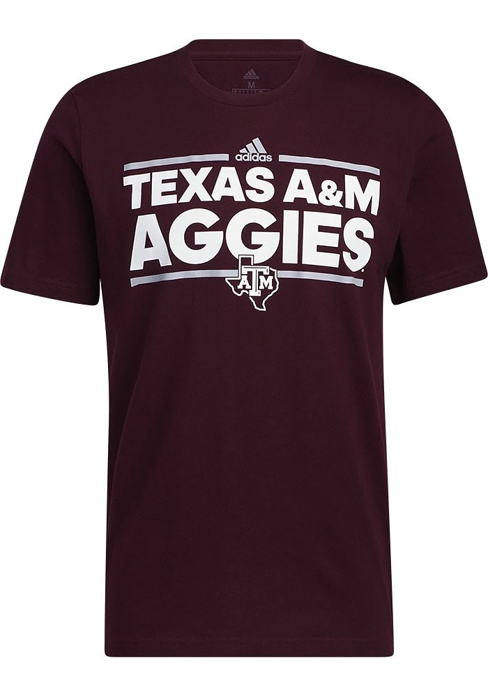 Adidas Texas A&M Aggies Maroon Fresh Flat Name Mascot Short Sleeve T Shirt