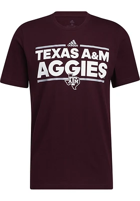 Adidas Texas A&M Aggies Maroon Fresh Flat Name Mascot Short Sleeve T Shirt