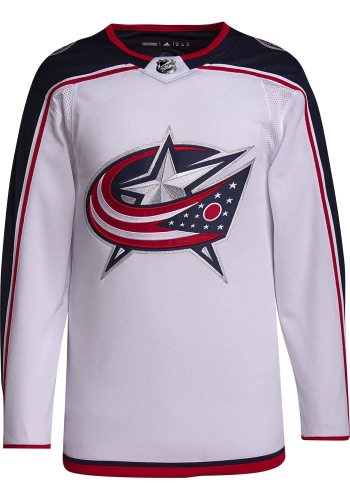 Adidas  Columbus Blue Jackets Mens White Primegreen Hockey Jersey