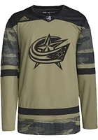 Adidas  Columbus Blue Jackets Mens Olive Salute To Service Hockey Jersey