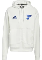 Adidas St Louis Blues Mens White Zero Dye QZ Long Sleeve Hoodie