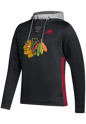 Adidas Chicago Blackhawks Mens Black Skatelace Long Sleeve Hoodie