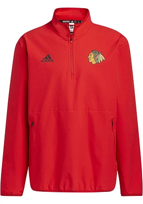 Adidas Chicago Blackhawks Mens Red Sport Long Sleeve Qtr Zip Pullover