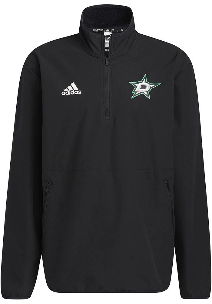 Adidas Dallas Stars Mens Black Sport Long Sleeve Qtr Zip Pullover