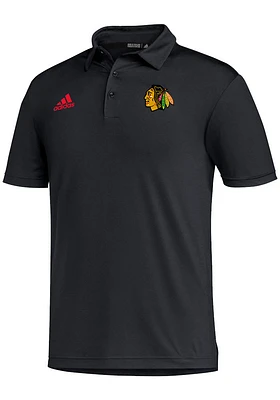 Adidas Chicago Blackhawks Mens Black Golf Short Sleeve Polo