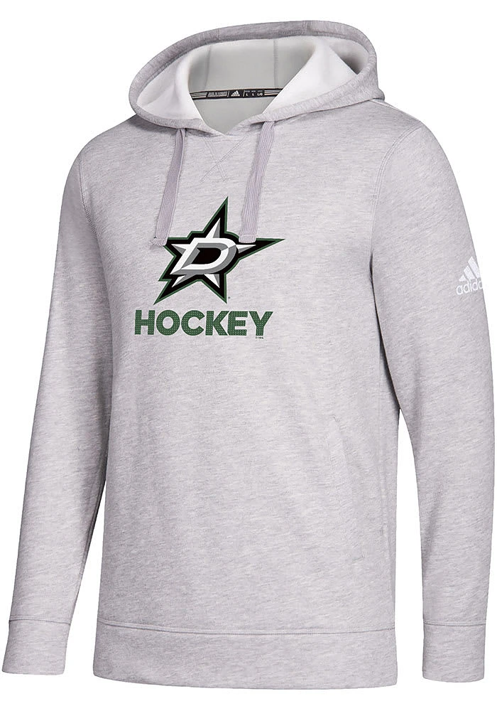 Adidas Dallas Stars Mens Grey Fleece Hoodie Long Sleeve