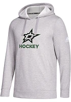 Adidas Dallas Stars Mens Grey Fleece Hoodie Long Sleeve