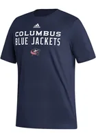 Adidas Columbus Blue Jackets Navy Fresh Wordmark Short Sleeve T Shirt