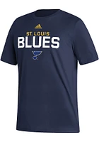 Adidas St Louis Blues Navy Blue Fresh Wordmark Short Sleeve T Shirt