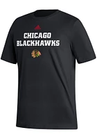 Adidas Chicago Blackhawks Black Fresh Wordmark Short Sleeve T Shirt