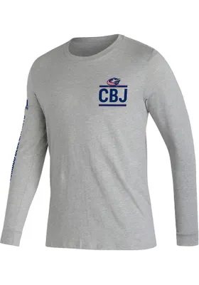 Adidas Columbus Blue Jackets Grey Right Winger Long Sleeve T Shirt